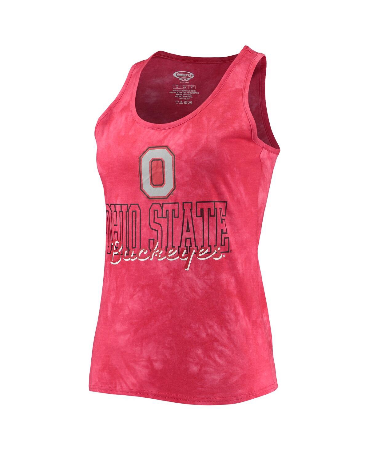 Shop Concepts Sport Women's  Scarlet Ohio State Buckeyes Billboard Tie-dye Tank Top And Shorts Set
