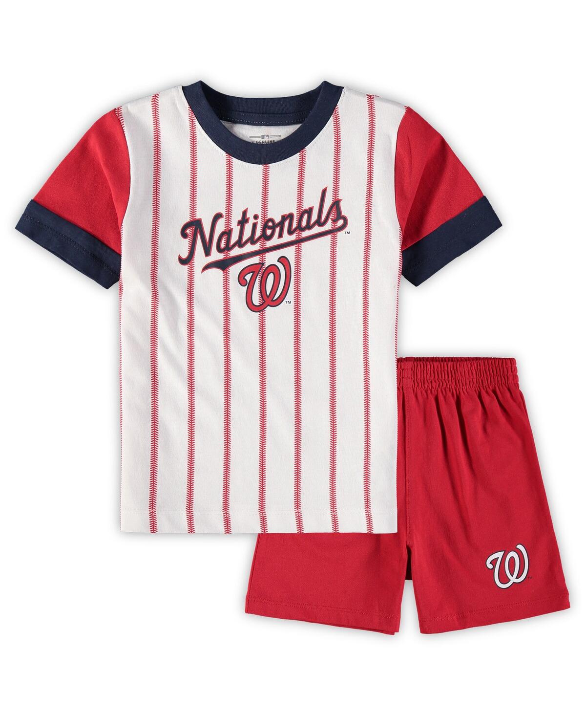 OUTERSTUFF TODDLER BOYS WHITE, RED WASHINGTON NATIONALS POSITION PLAYER T-SHIRT AND SHORTS SET