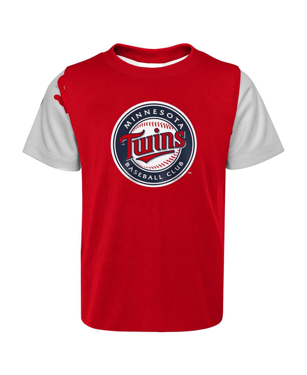 Outerstuff Newborn And Infant Boys And Girls Red, Navy Minnesota Twins Pinch Hitter T-shirt And Shorts Set In Red,navy