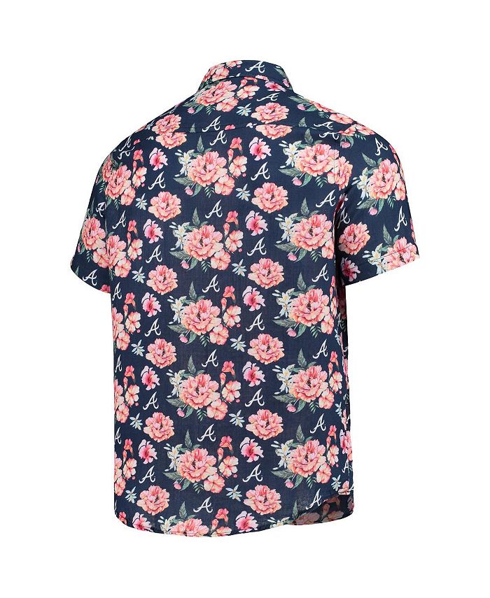 FOCO Men's Navy Atlanta Braves Floral Linen Button-Up Shirt - Macy's