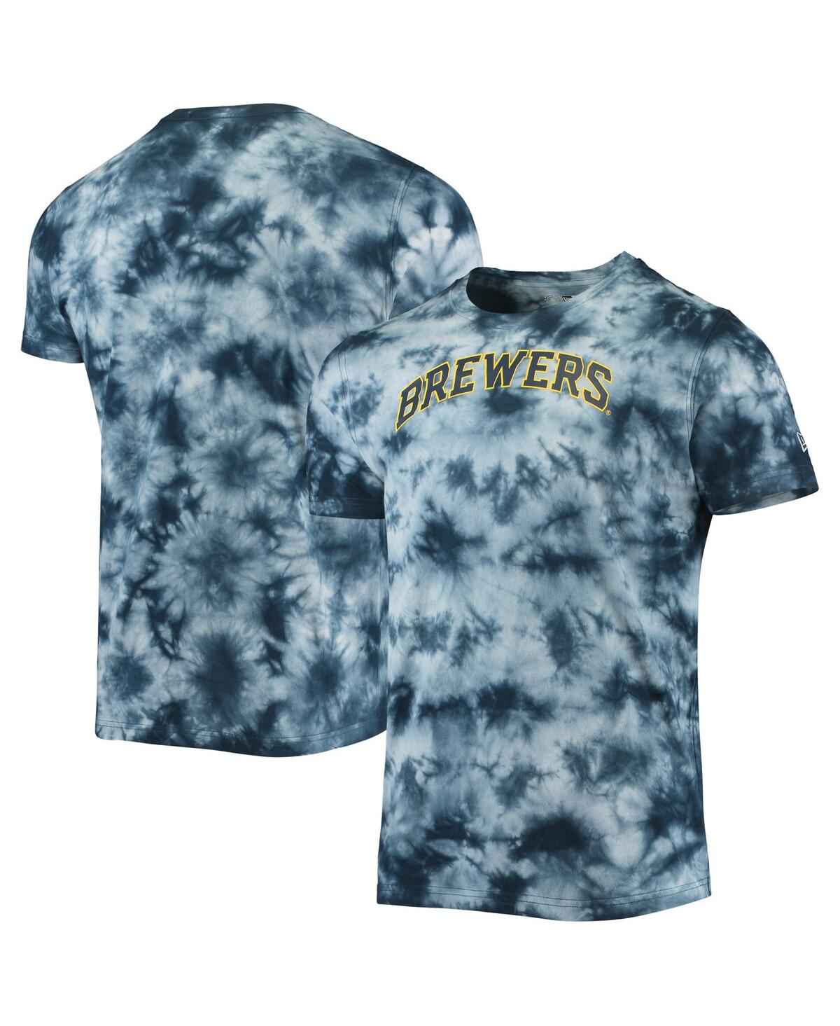 Shop New Era Men's  Navy Milwaukee Brewers Team Tie-dye T-shirt