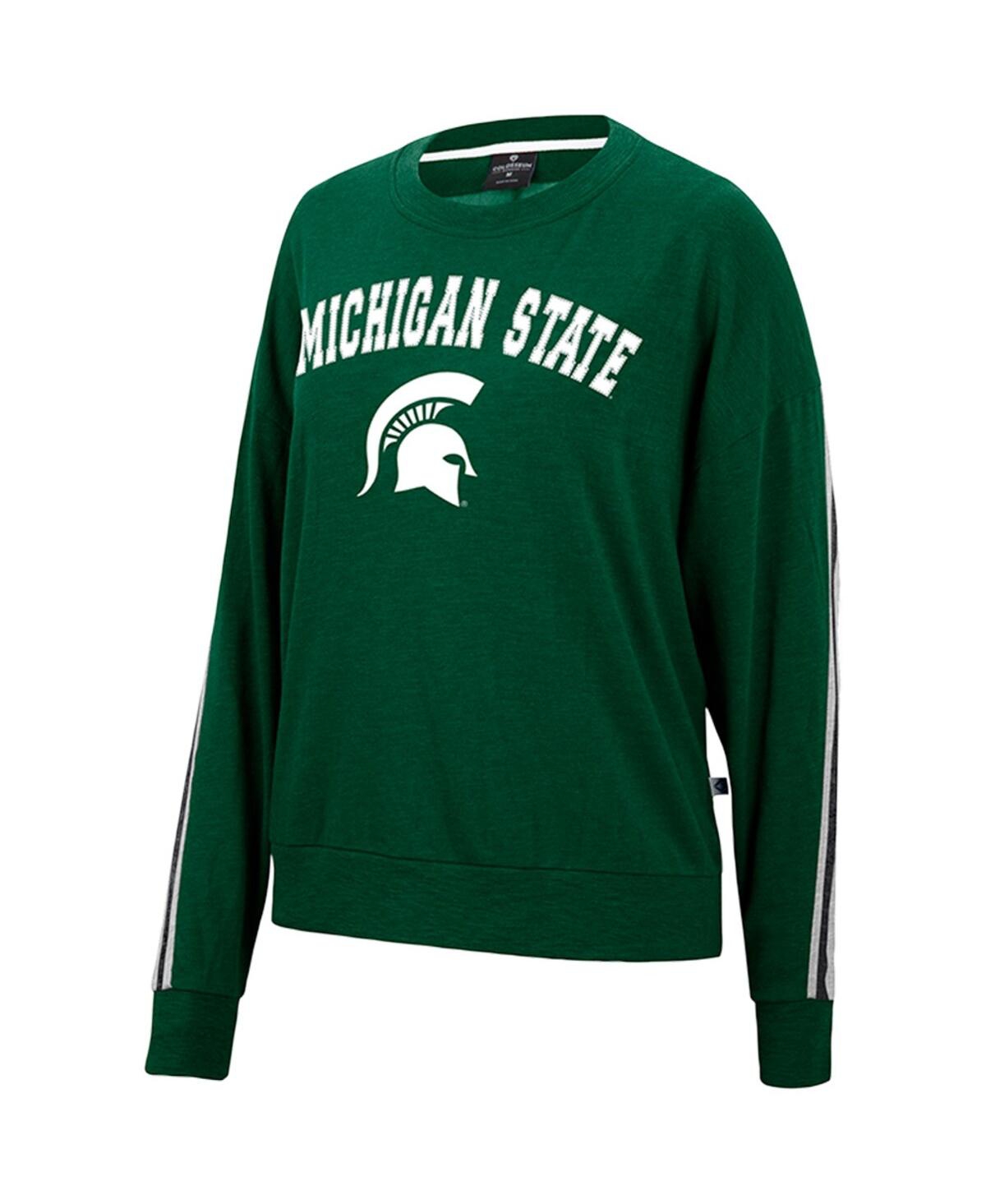 Shop Colosseum Women's  Heathered Green Michigan State Spartans Team Oversized Pullover Sweatshirt