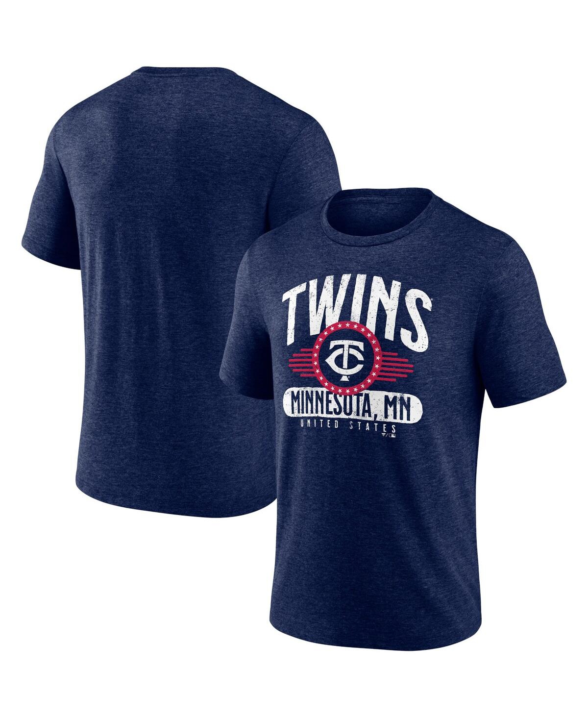 Shop Fanatics Men's  Heathered Navy Minnesota Twins Badge Of Honor Tri-blend T-shirt
