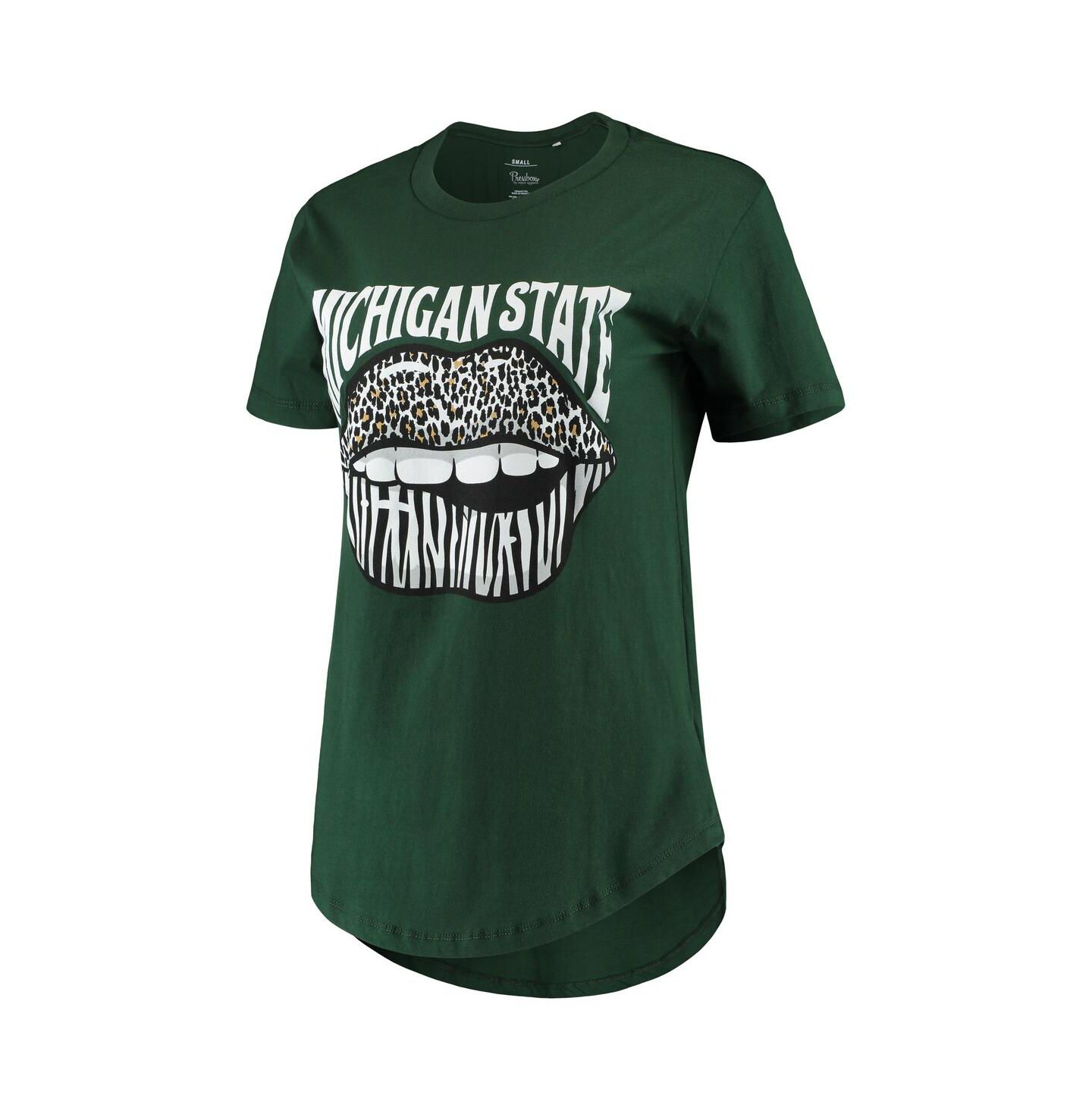 Женская футболка Pressbox Green Michigan State Spartans Wild Lips Core — фото 3