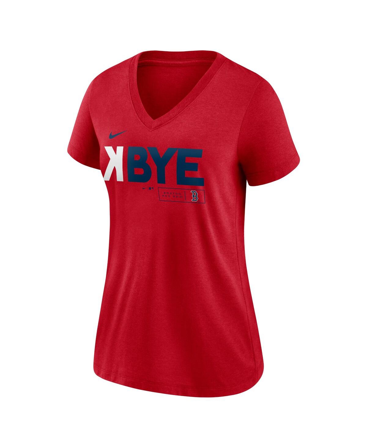 Shop Nike Women's Boston Red Sox Red  K-bye Tri-blend V-neck T-shirt