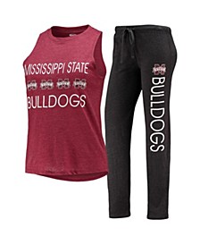 Women's Black, Maroon Mississippi State Bulldogs Tank Top and Pants Sleep Set