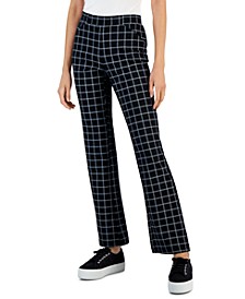 Women's Plaid Ponté-Knit Boot-Cut Pull-On Pants, Created for Macy's