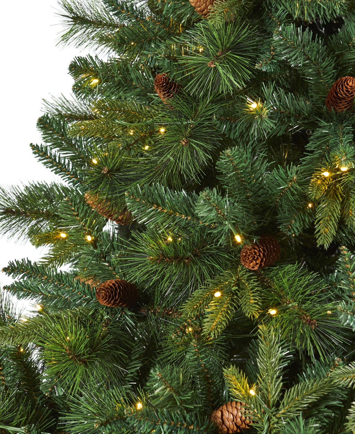 West Virginia Full Bodied Mixed Pine Artificial Christmas Tree with Lights and Pinecones,