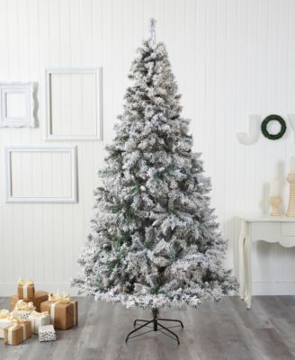 Flocked River Mountain Pine Artificial Christmas Tree with Pinecones, 96"