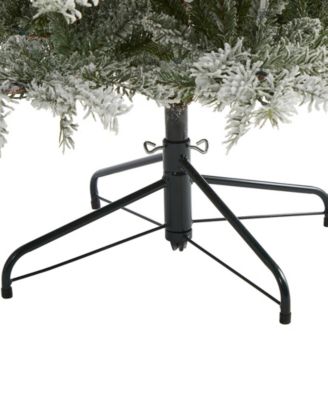 Slim Flocked Nova Scotia Spruce Artificial Christmas Tree with Lights and Bendable Branches, 90"