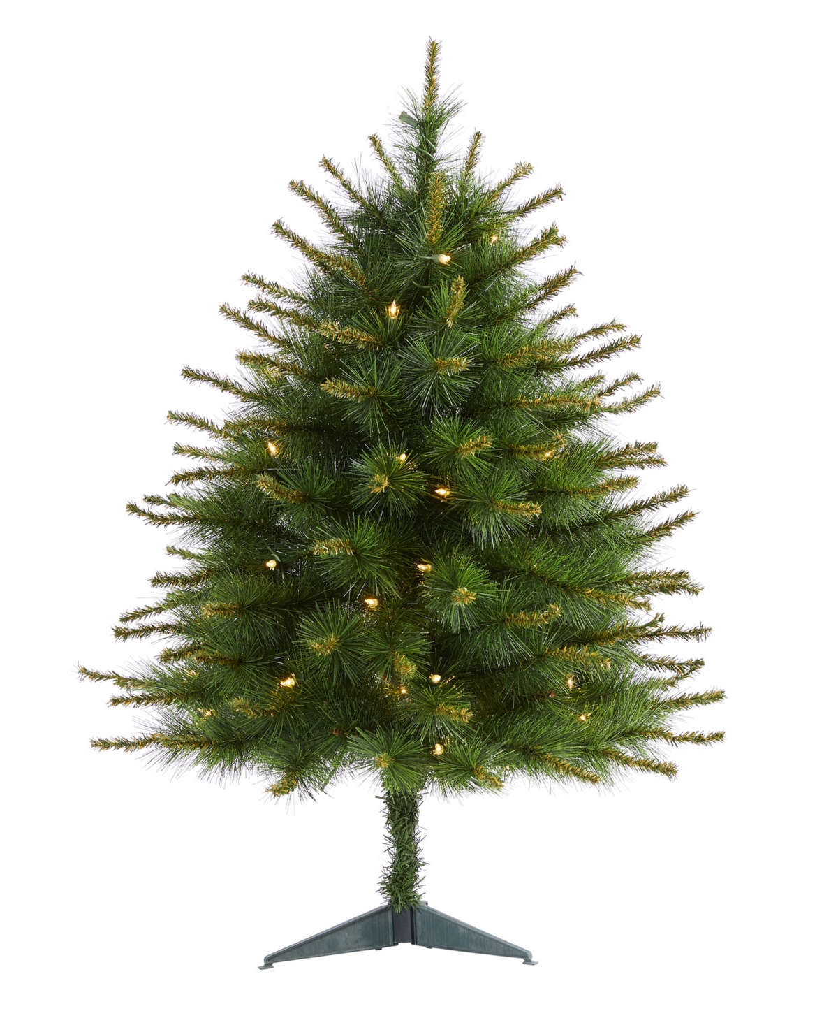 New England Pine Artificial Christmas Tree with Lights and Bendable Branches, 36" - Green