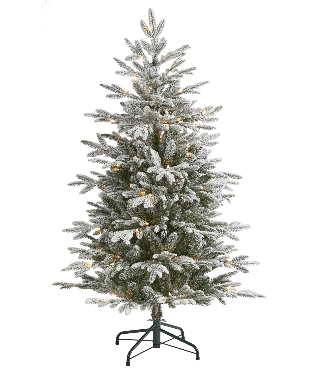 Flocked Manchester Spruce Artificial Christmas Tree with Lights and Bendable Branches,