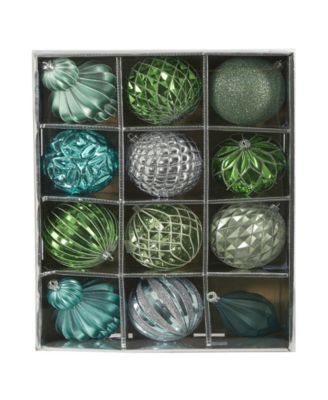 Holiday Lux Shatter-Resistant 12 Piece Christmas Tree Ornament Set with Re-Useable Box