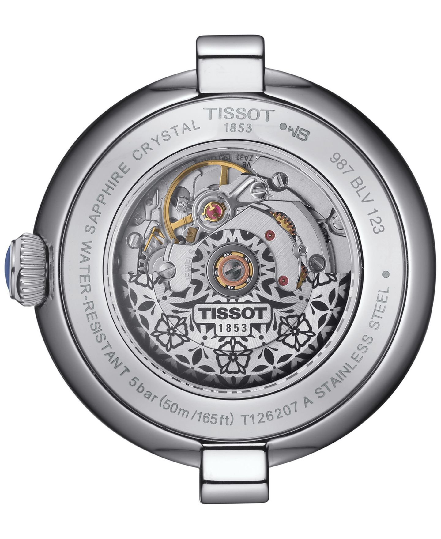 Женские часы Tissot Swiss Automatic Bellissima Blue Leather Strap Watch 29mm — фото 3