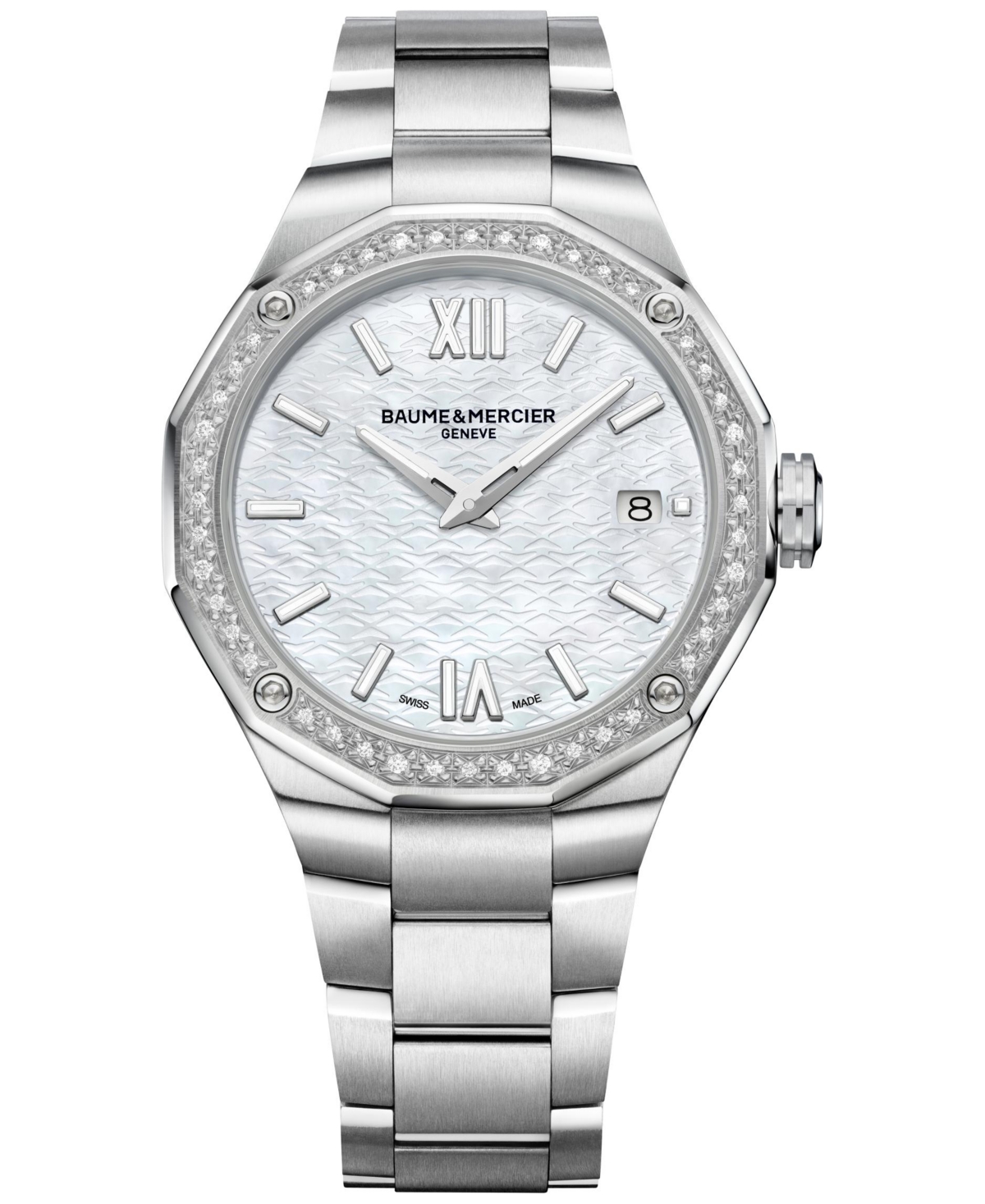 Women's Swiss Riviera Diamond (1/5 ct. t.w.) Stainless Steel Steel Bracelet Watch 36mm - Silver