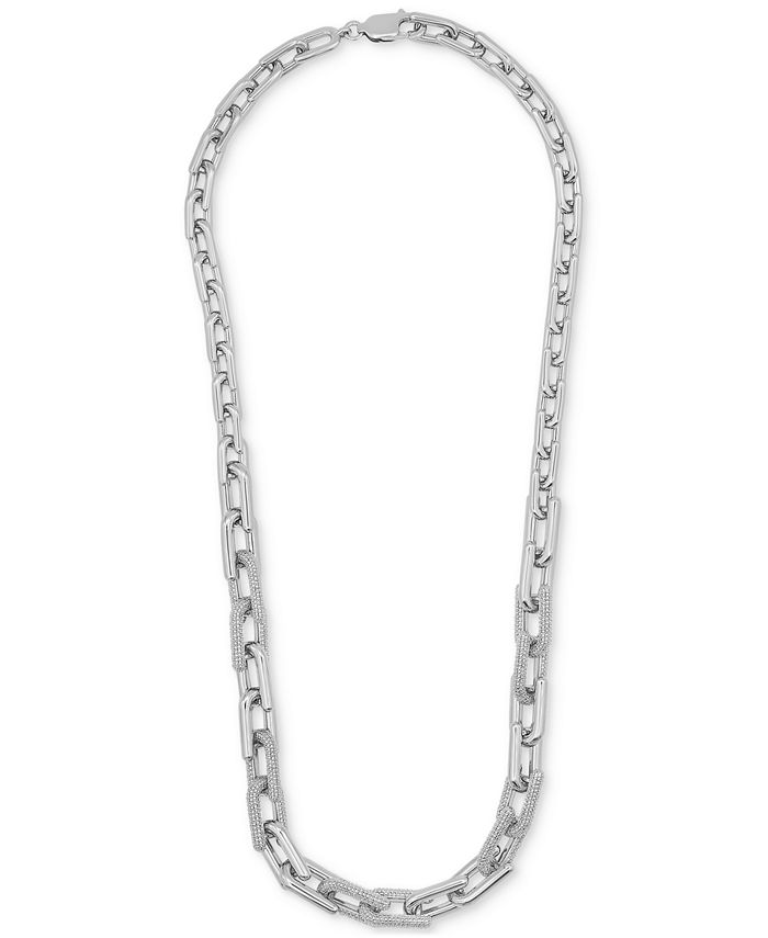 Macy's Men's Diamond Link 20" Chain Necklace (1 ct. t.w.) in Sterling