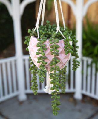 Ceramic Macrame Hanging Planter, 5" x 5"