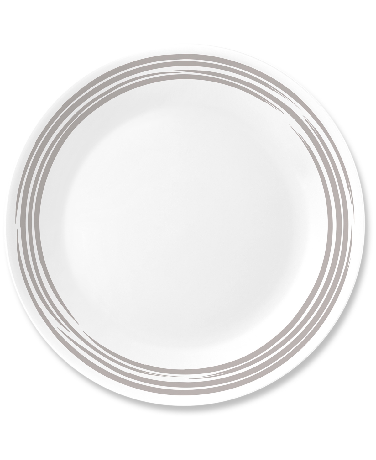Brushed Silver-Tone Dinner Plate - White, Silvery-Gray
