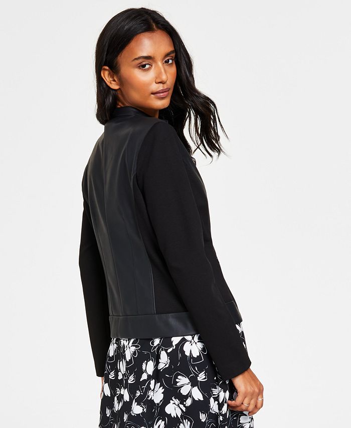Alfani Petite MixedMedia ZipFront Jacket, Created for Macy's Macy's