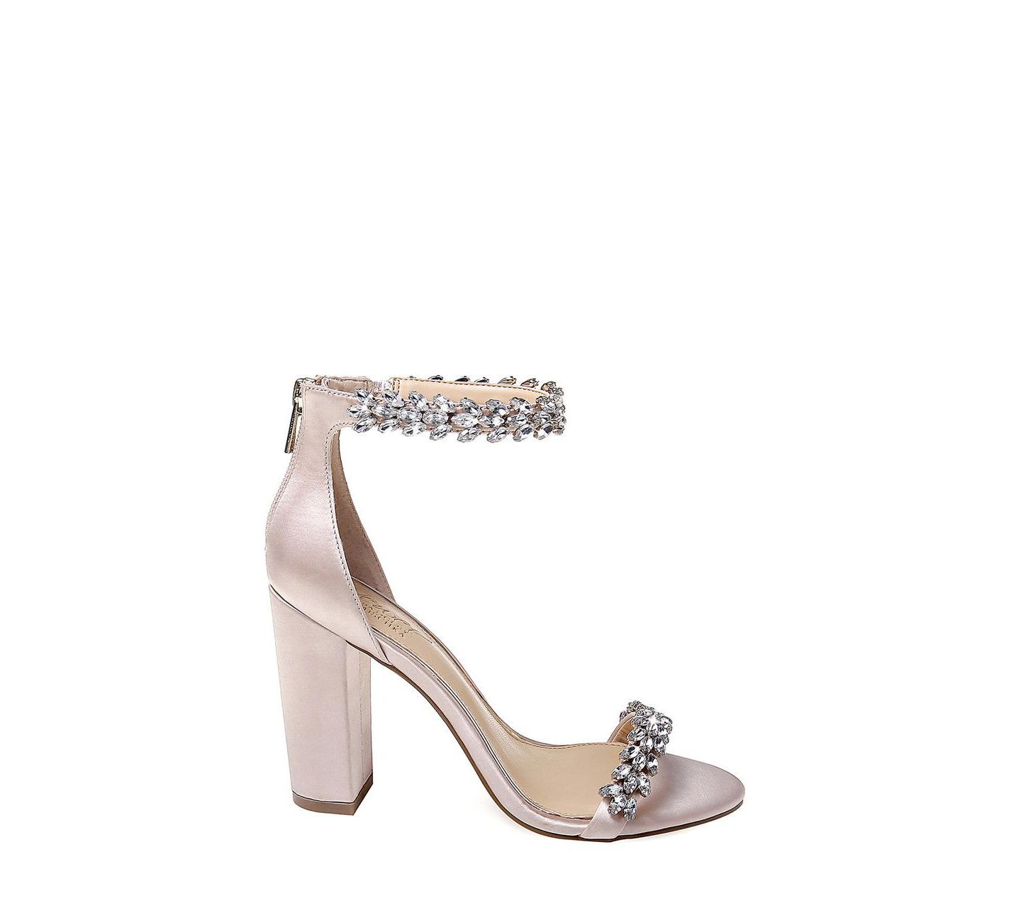 Женские сандалии Jewel Badgley Mischka Mayra Block Heel Evening, цвет: Шампань атласный — фото 2
