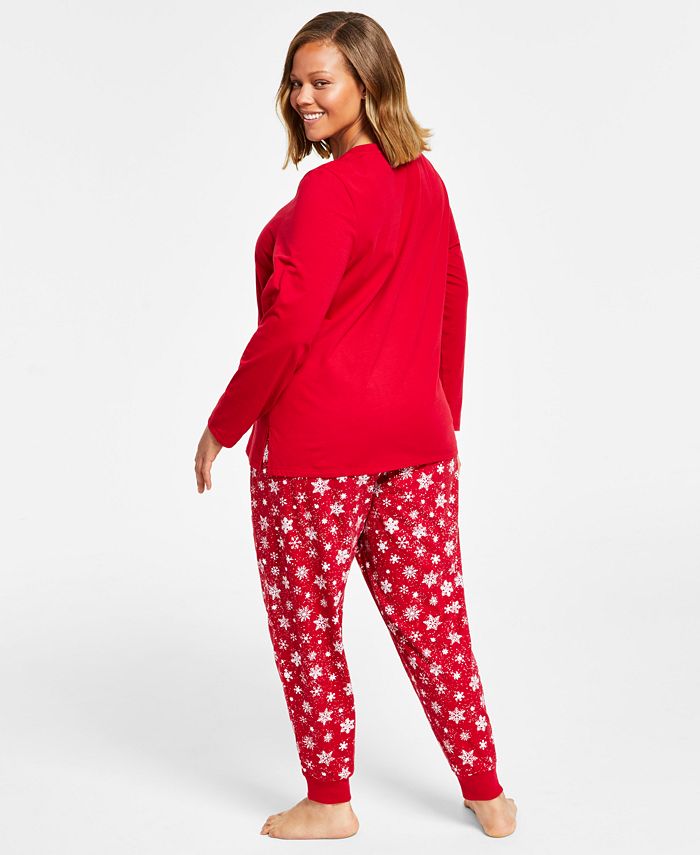 Family Pajamas Matching Women's Plus Size Merry Snowflake Mix It Family