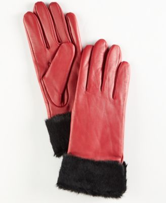 red leather gloves macy's