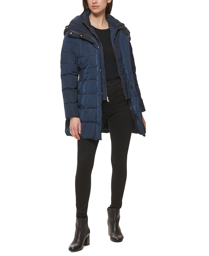 Cole Haan Women's Belted Hooded Down Puffer Coat Pink Size XL