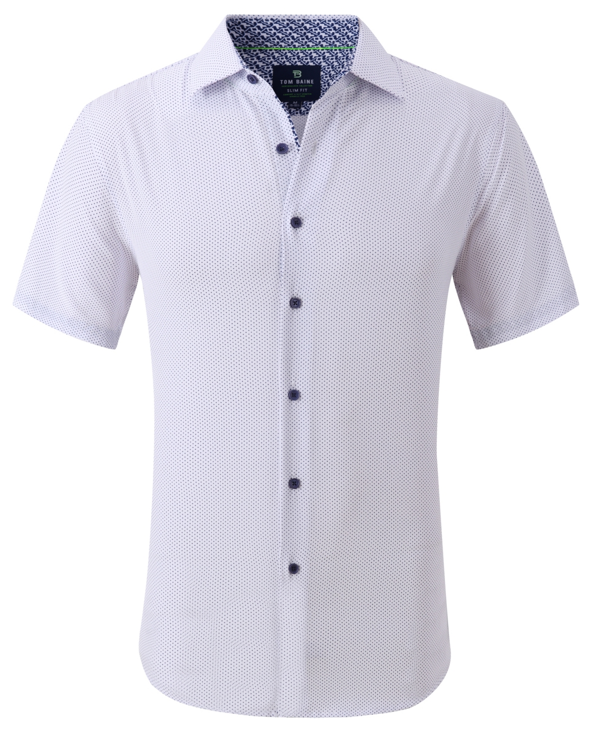 Men's Slim Fit Short Sleeve Performance Button Down Dress Shirt - White