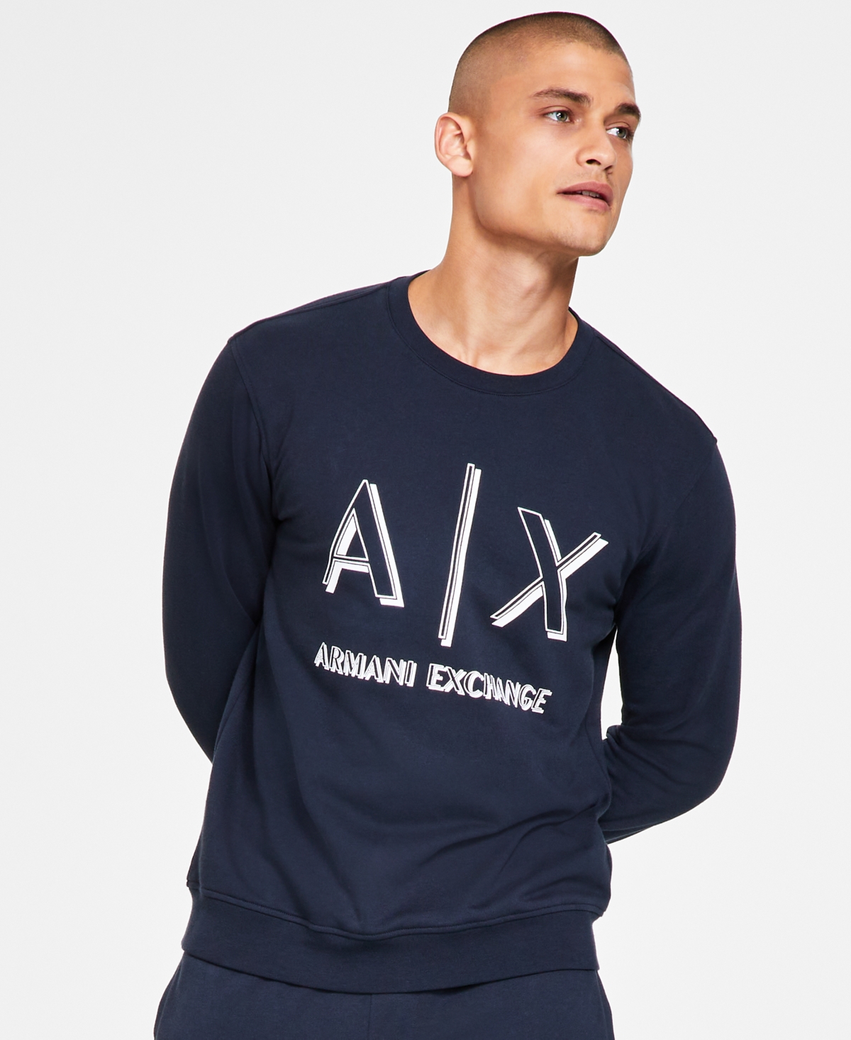A X Armani Exchange Men's Regular-Fit Icon Logo-Print Fleece Sweatshirt,  Created for Macy's | Smart Closet