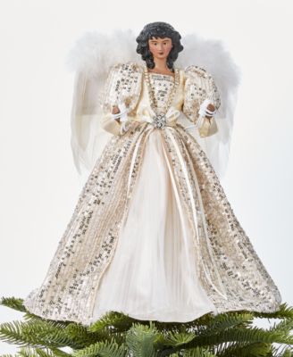 Holiday Lane Angels African American Angel Tree Topper with Ivory