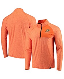 Men's Branded Orange, Heathered Orange Anaheim Ducks Made to Move Quarter-Zip Pullover Jacket