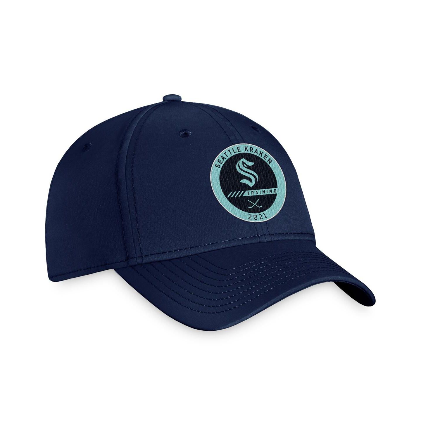 Мужская кепка Fanatics Deep Sea Blue Seattle Kraken Authentic Pro Training Camp Flex Hat — фото 4