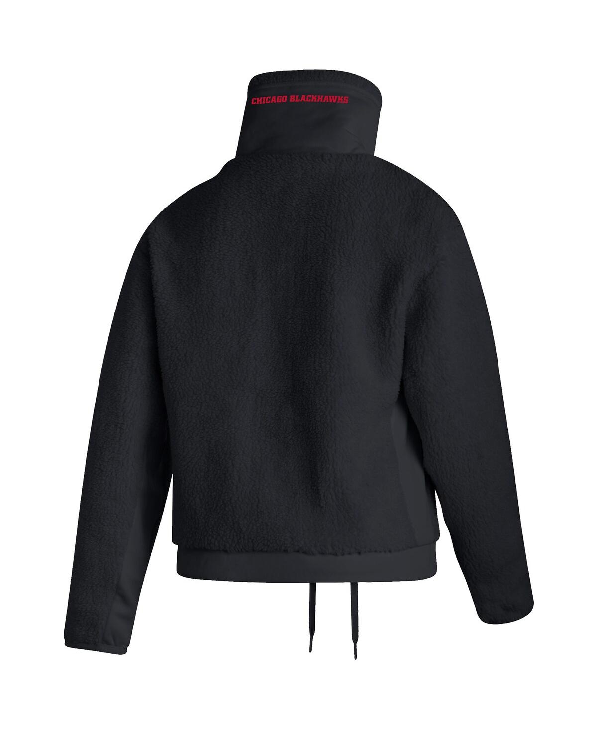 Shop Adidas Originals Women's Adidas Black Chicago Blackhawks Sherpa Half-zip Jacket