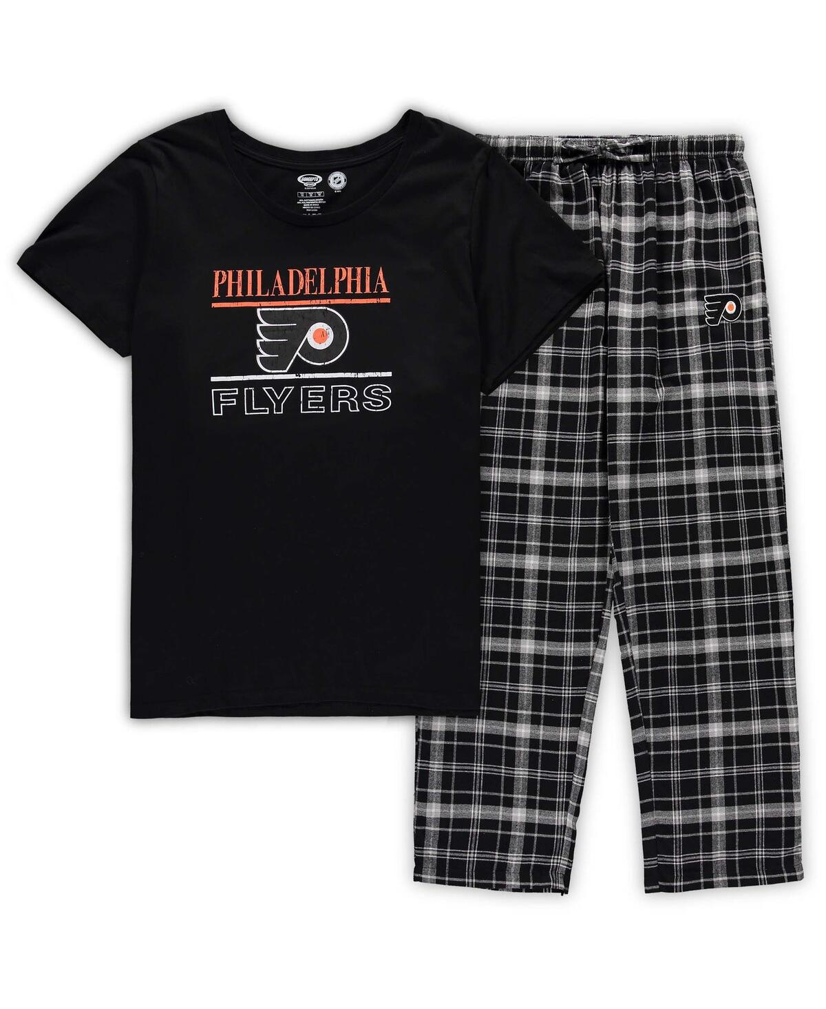 Shop Concepts Sport Women's  Black Philadelphia Flyers Plus Size Lodge T-shirt And Pants Sleep Set