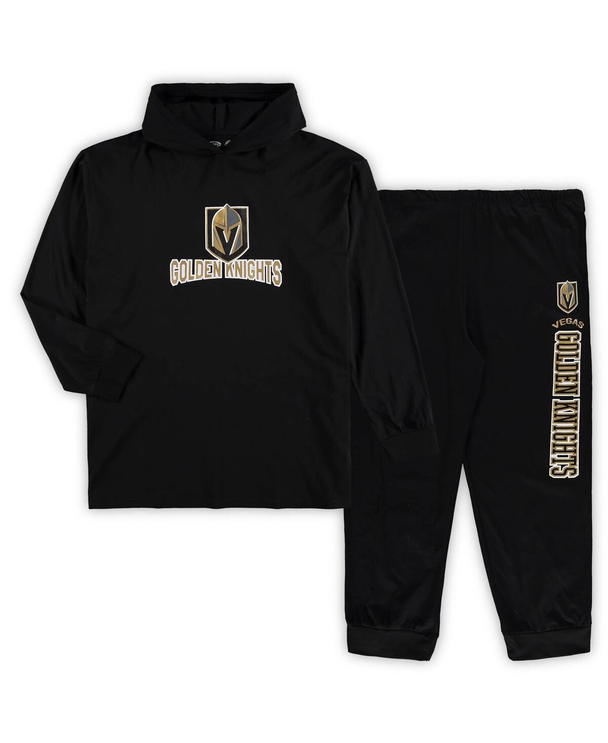 Concepts Sport Men's  Black Vegas Golden Knights Big And Tall Pullover Hoodie And Joggers Sleep Set In Black