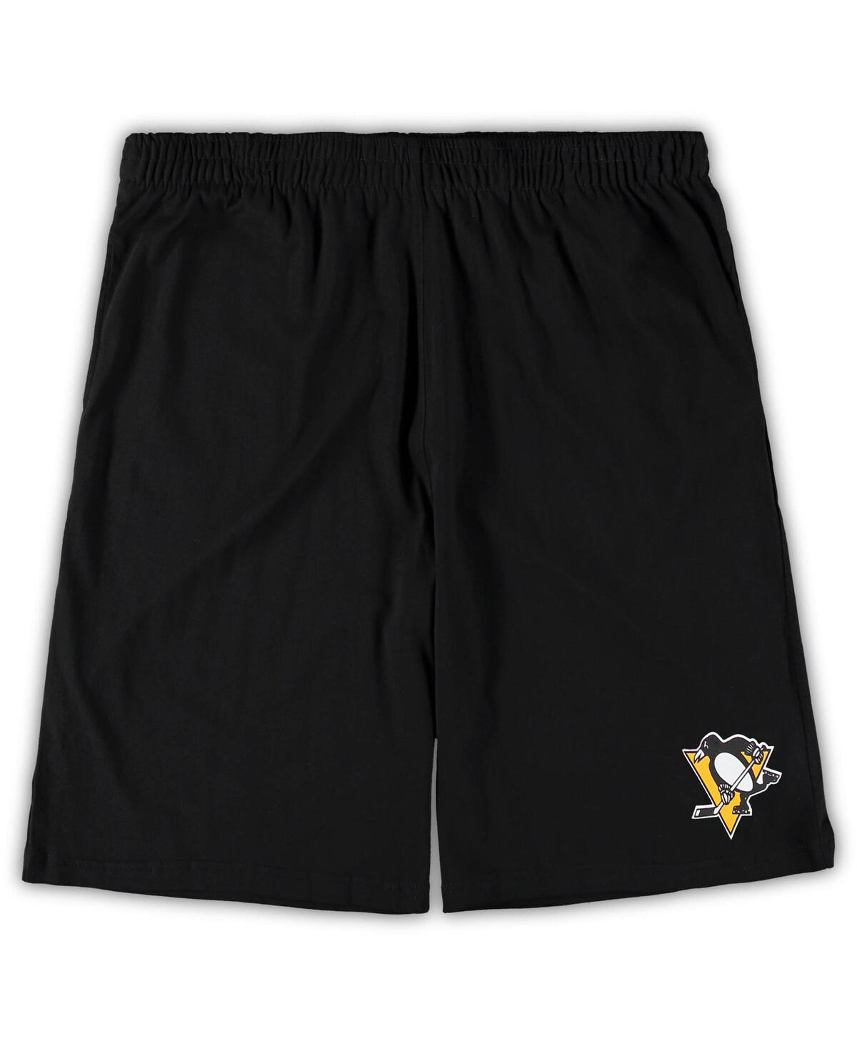 Concepts Sport Men's  Black, Heathered Charcoal Pittsburgh Penguins Big And Tall T-shirt And Shorts S In Gray