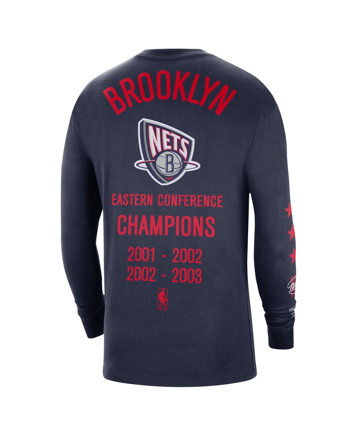 Men's NikeBrooklyn Nets 2021/22 City Edition Courtside Heavyweight Moments Long Sleeve T-shirt - Navy