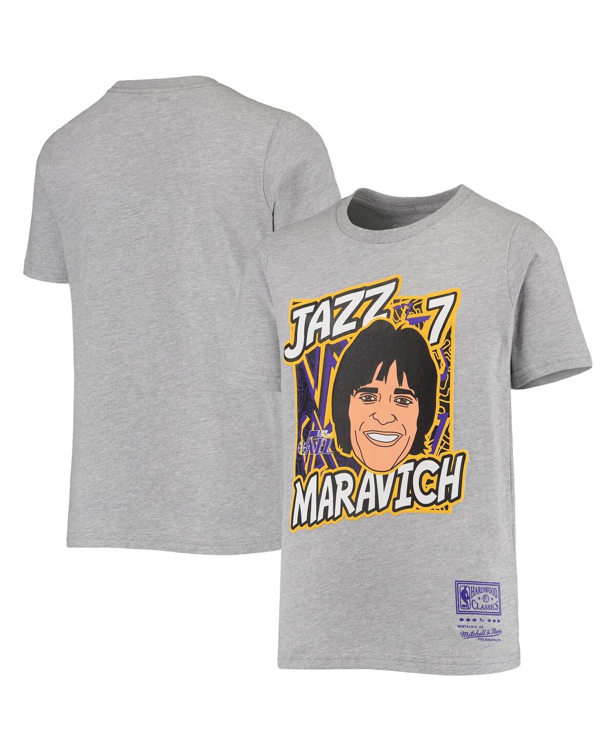 Shop Mitchell & Ness Big Boys  Pete Maravich Heathered Gray New Orleans Jazz Hardwood Classics King Of The