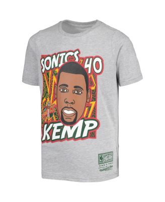 Big Boys Shawn Kemp Gray Seattle SuperSonics Hardwood Classics King of the Court Player T-shirt