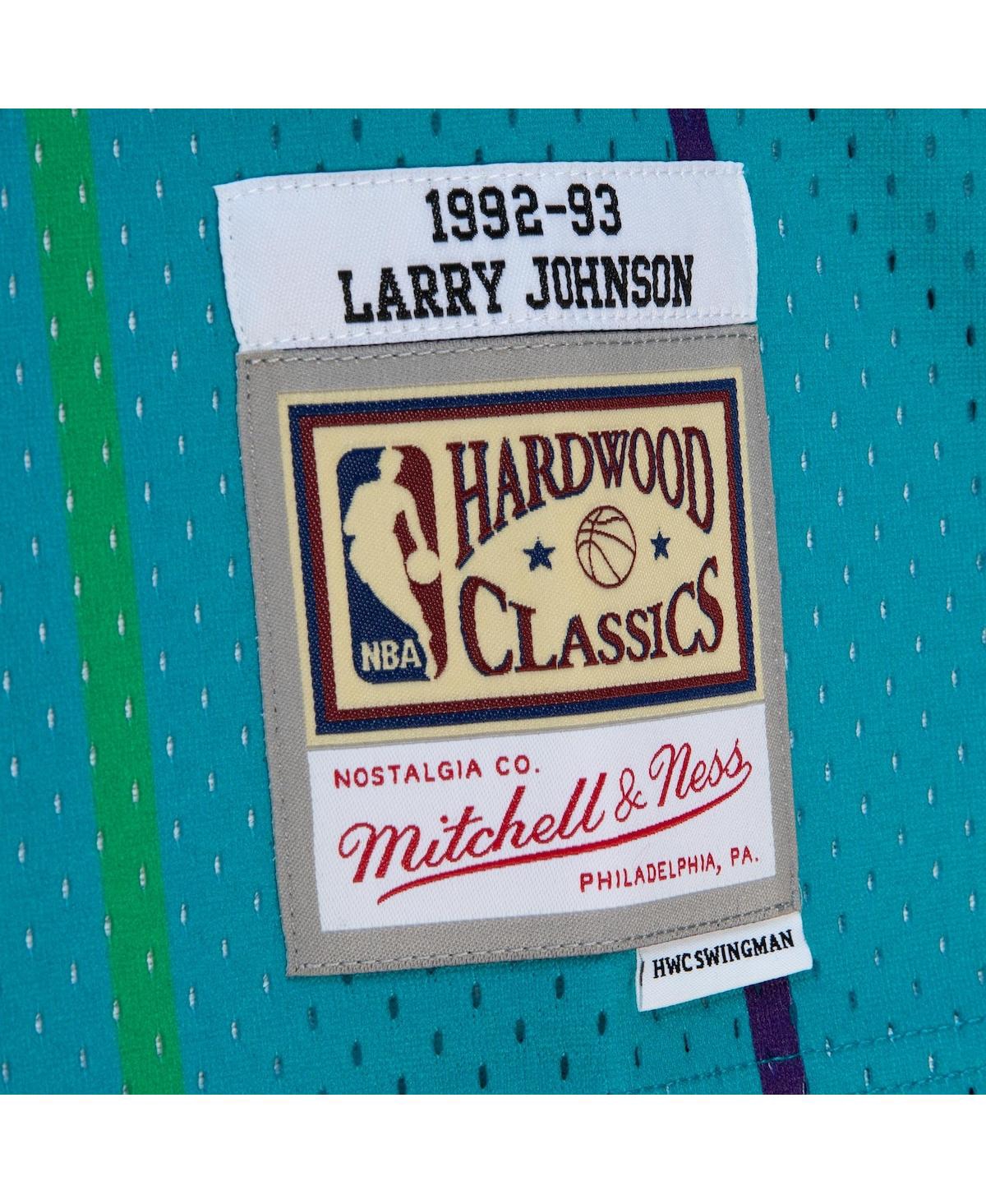 Men's Mitchell & Ness Larry Johnson Black Charlotte Hornets 1992/93 Hardwood Classics Fadeaway Swingman Player Jersey - Black
