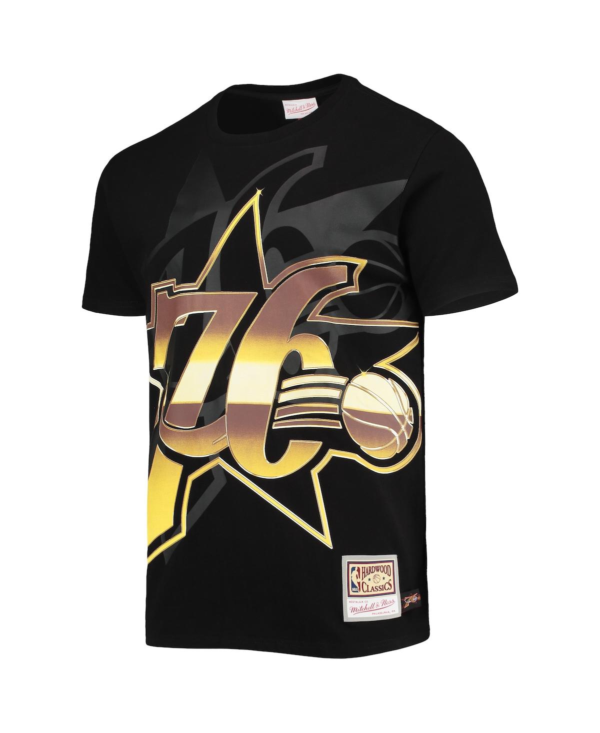 Mitchell & Ness Men's  Black Philadelphia 76ers Big And Tall Hardwood Classics Big Face 4.0 T-shirt In Black