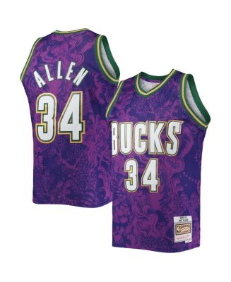 Men's Mitchell & Ness Ray Allen Purple Milwaukee Bucks Hardwood