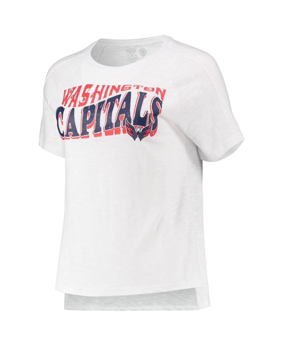 CONCEPTS SPORT WOMEN'S CONCEPTS SPORT RED, WHITE WASHINGTON CAPITALS RESURGENCE SLUB BURNOUT RAGLAN T-SHIRT AND JOG 