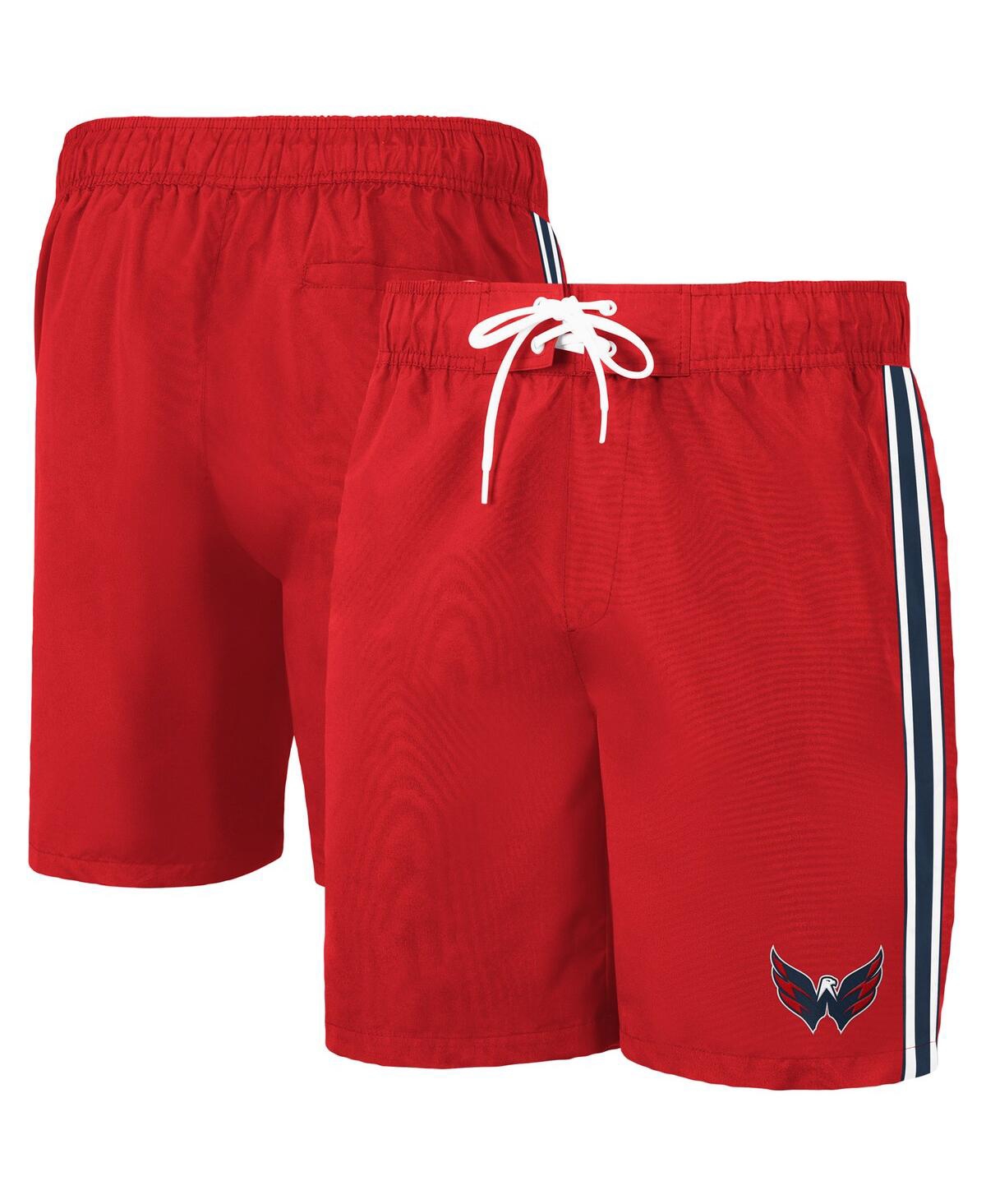 Shop G-iii Sports By Carl Banks Men's  Red And Navy Washington Capitals Sand Beach Swim Shorts In Red,navy