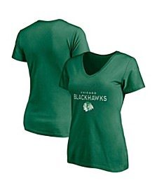 Women's Branded Kelly Green Chicago Blackhawks St. Patrick's Day Celtic Knot V-Neck T-shirt