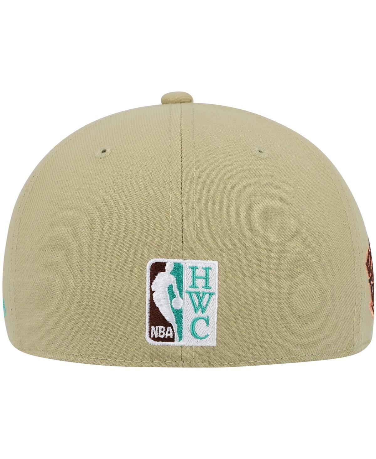 Shop Mitchell & Ness Men's  Khaki Chicago Bulls 1996 Nba Finals Hardwood Classics Malibu Sunrise Fitted Ha