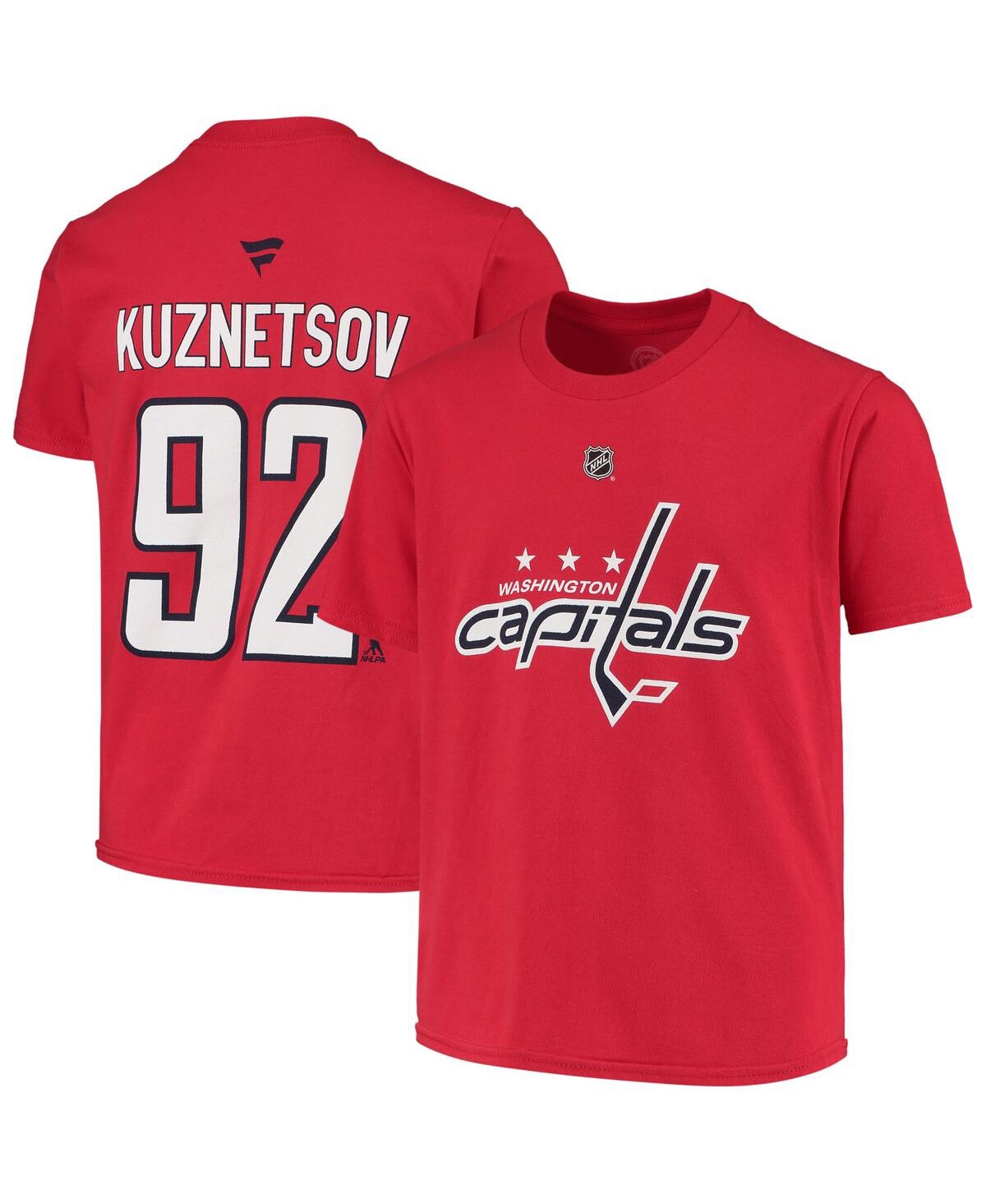 Fanatics Kids' Big Boys  Branded Evgeny Kuznetsov Red Washington Capitals Name And Number T-shirt