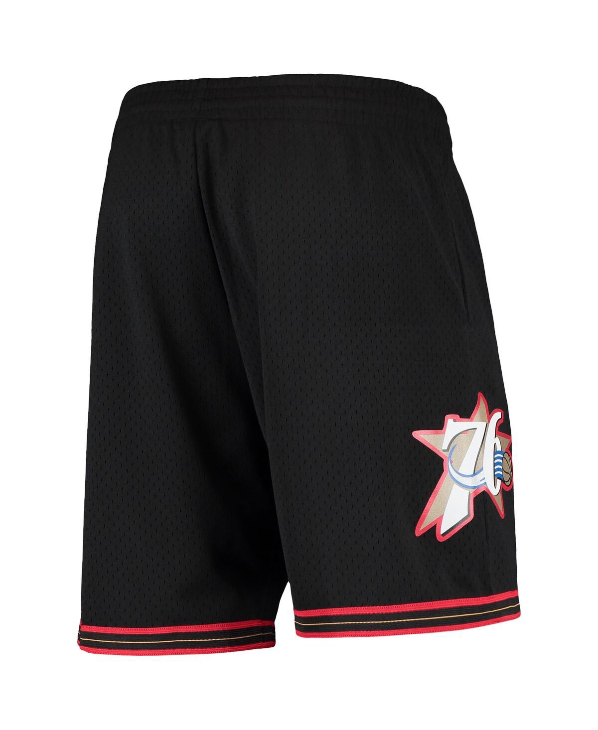 Men's Mitchell & NessPhiladelphia 76ers Primary Team Logo Hardwood Classics Swingman Shorts - Black