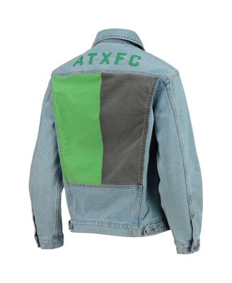 Women's Blue Austin FC Print Denim Button-Up Jacket