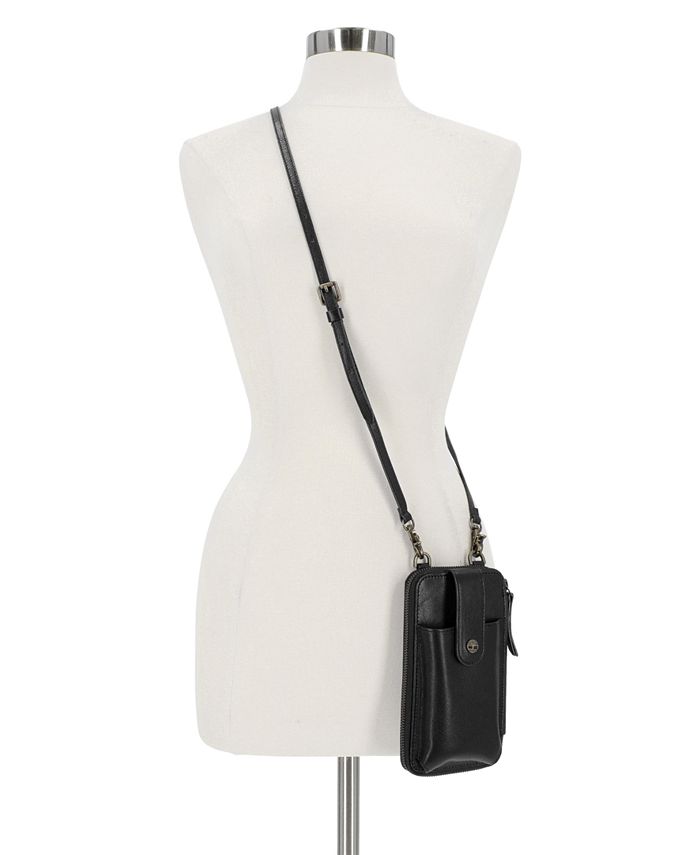 Timberland RFID Leather Phone Crossbody Wallet Bag - Black